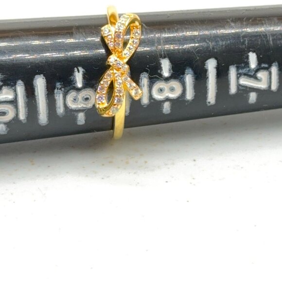 Diamonique Tied To You Bow Ring CZ 14K Yellow Gold over Sterling Silver Size 8.5 - Picture 7 of 7